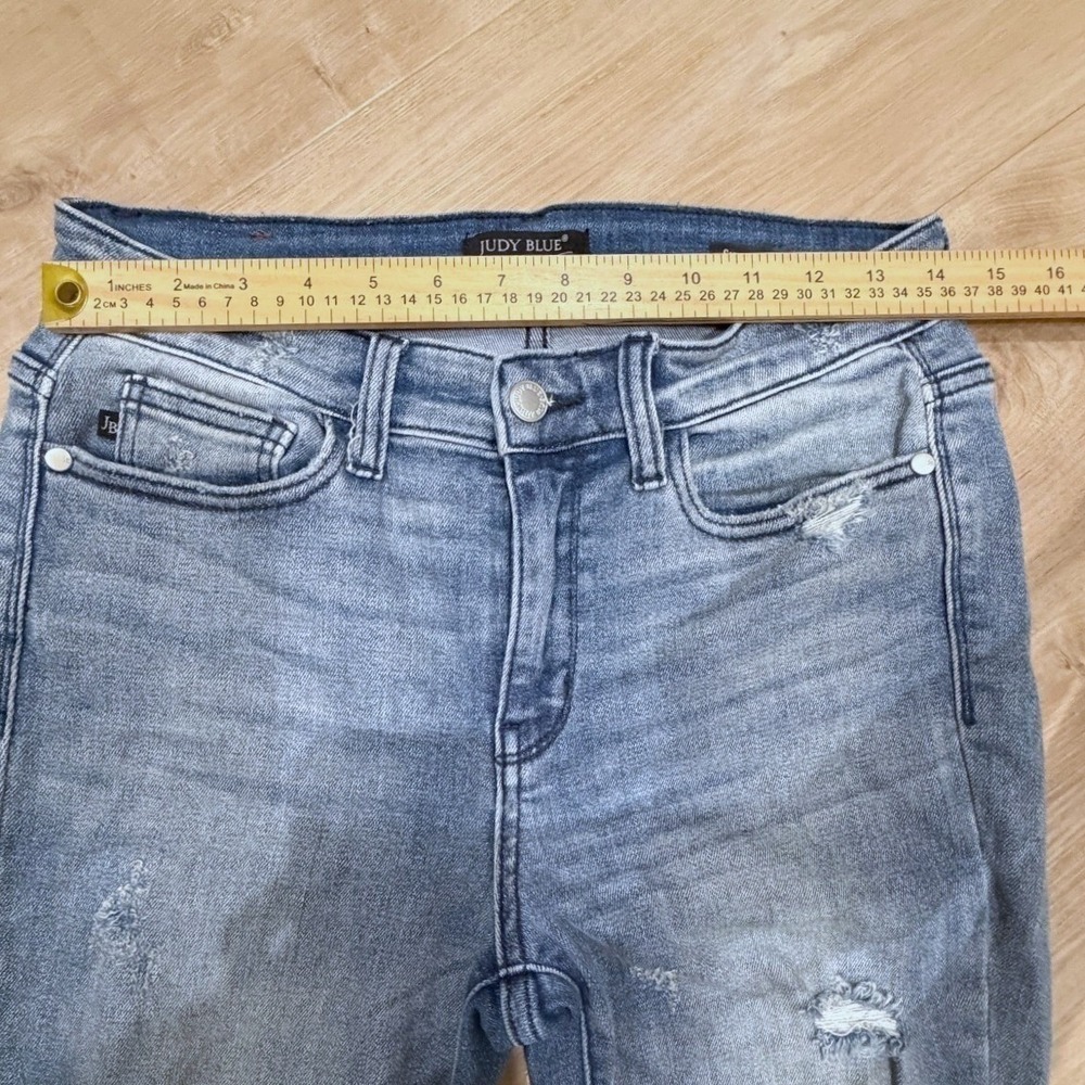 Judy Blue Womens Blue Distressed Denim Raw Hem Stretch Skinny Fit Jeans Size 7 - Picture 6 of 8